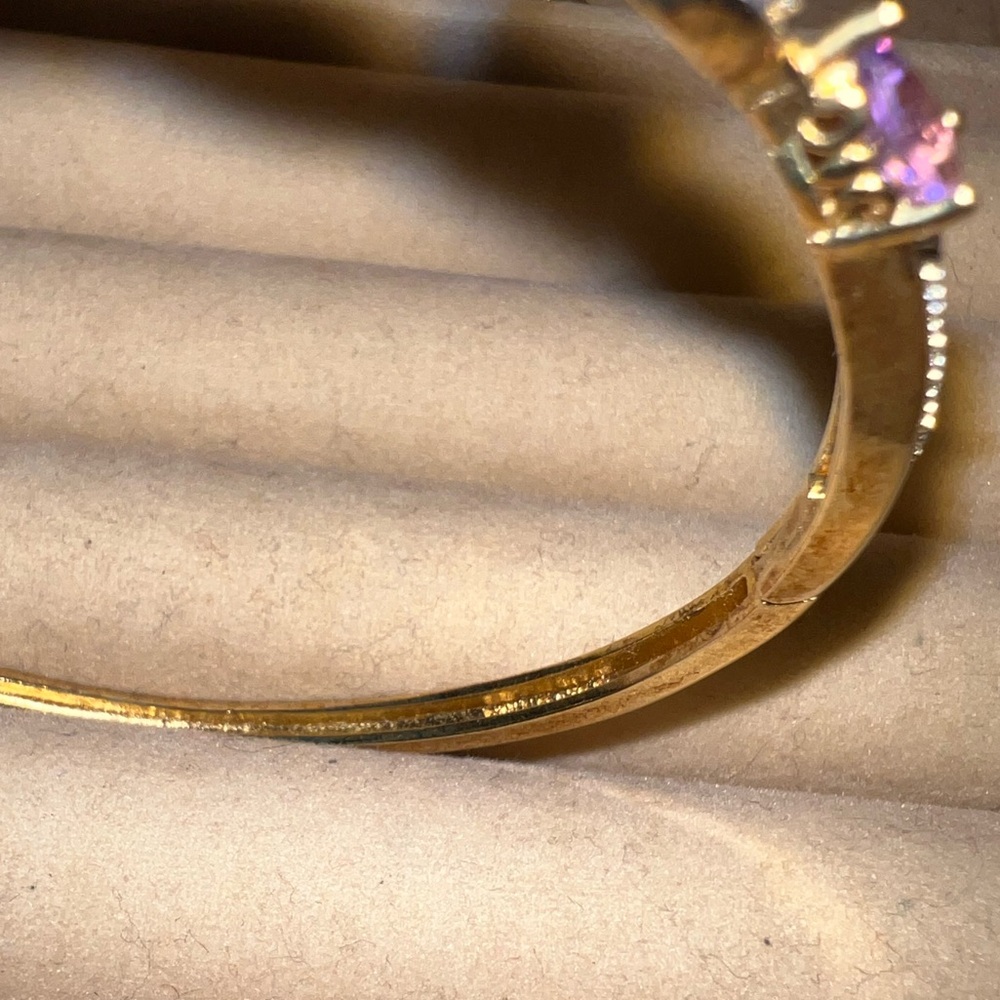 Gold Tone Multi Gem Amethyst Garnet Citrine Peridot Aquamarine Bangle Bracelet - Picture 13 of 14